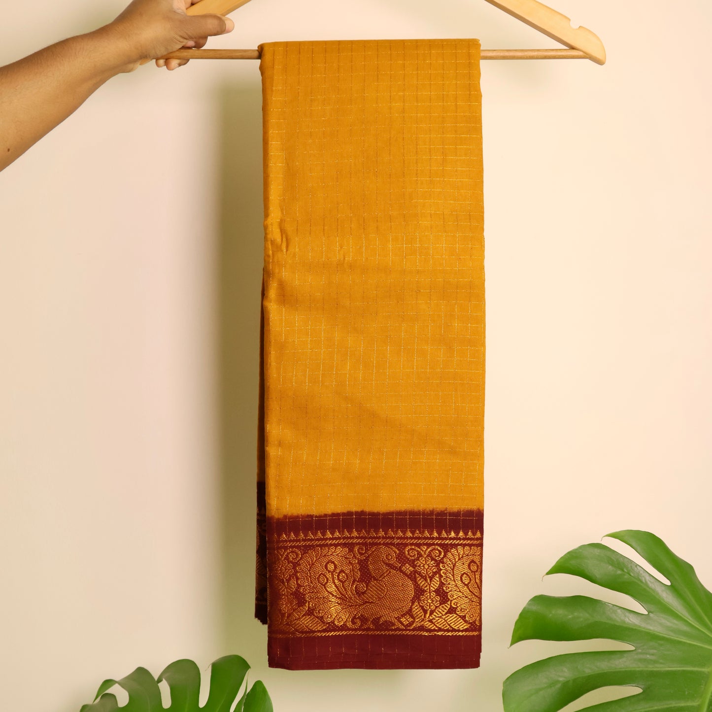 MADURAI SUNGUDI SAREE (Mustard yellow & maroon)