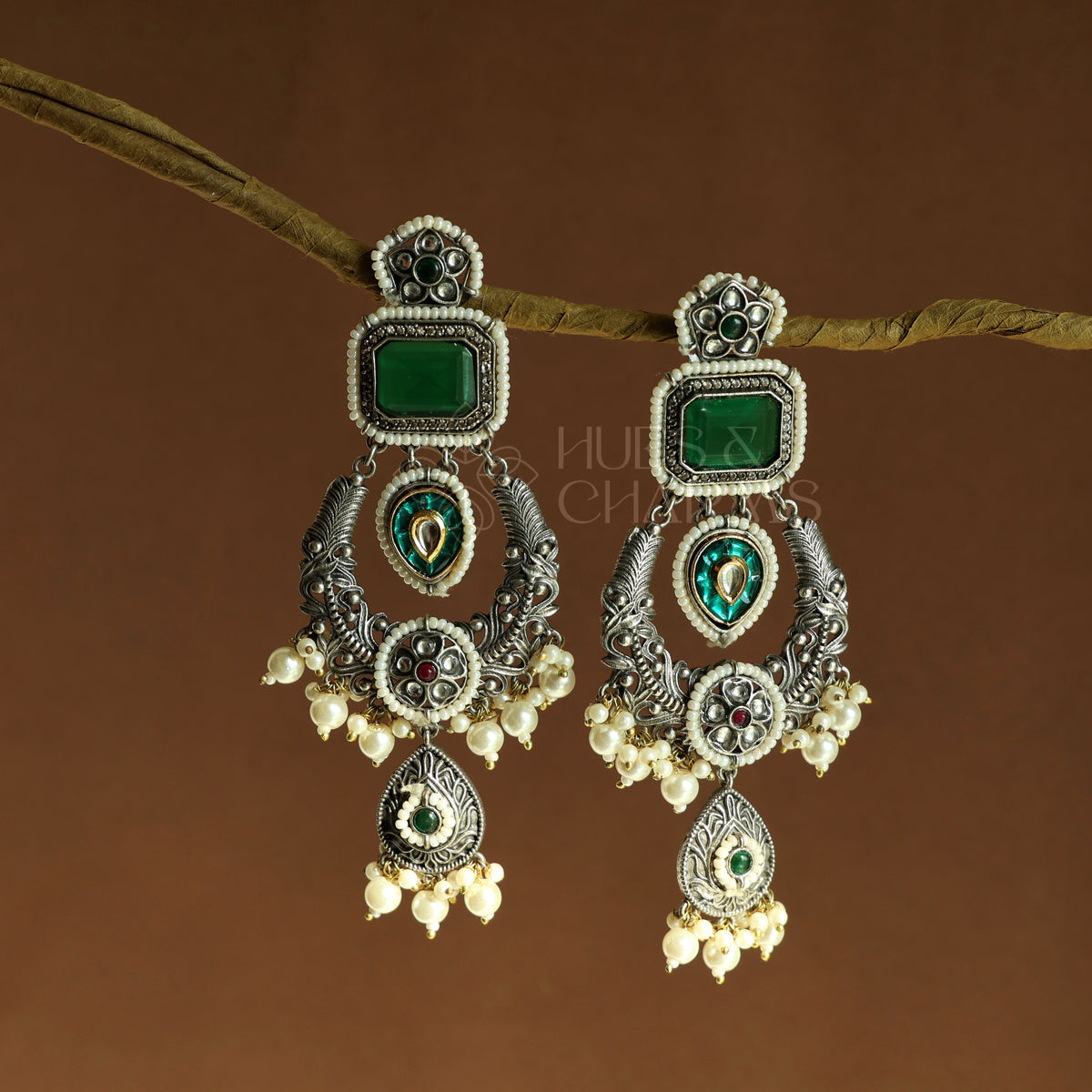 RANGMAHAL STATEMENT DUAL TONE EARRINGS WITH PEARLS
