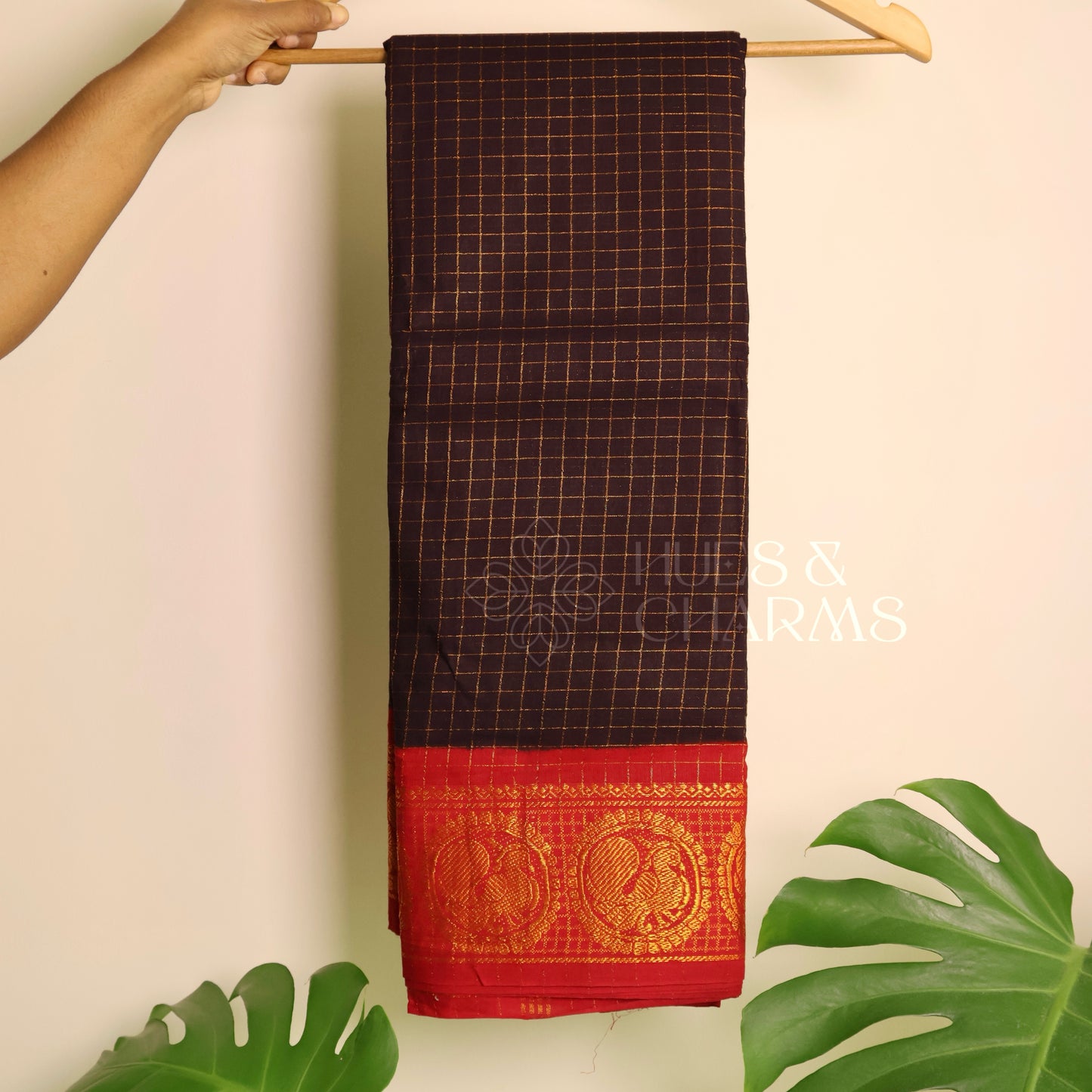 MADURAI SUNGUDI SAREE (Black and red)