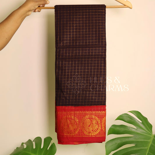 MADURAI SUNGUDI SAREE (Black and red)
