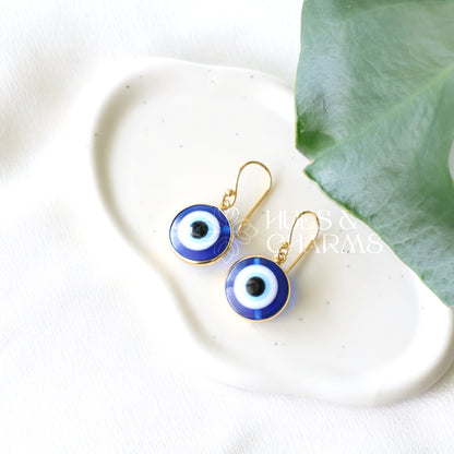 GOLDEN EVIL EYE DROP EARRINGS