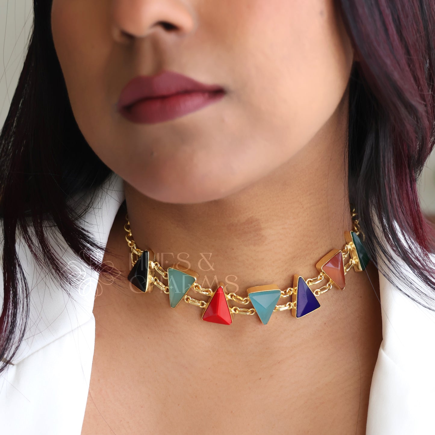 GLOSSY AURELIA PRISM NECKLACE (Colours Available)