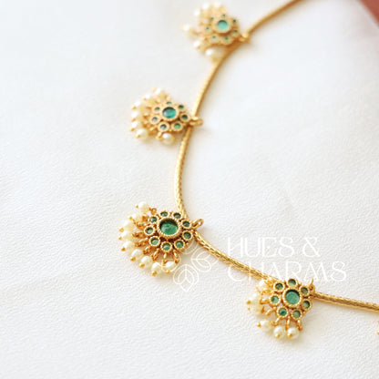 GOLDEN GULMOHAR DROPLET NECKLACE SET (COLOURS AVAILABLE)