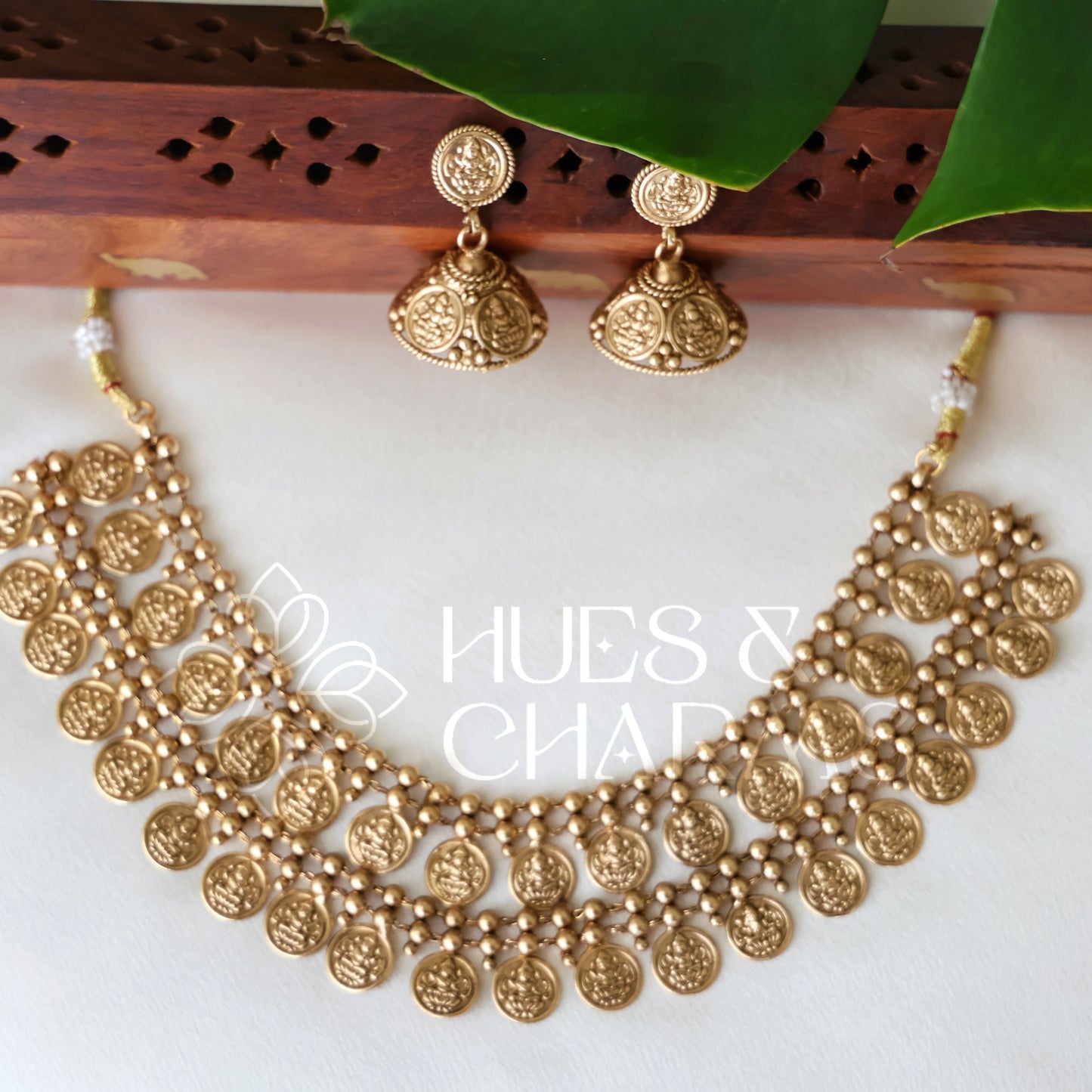 TRADITIONAL GOLDEN LAKSHMI DOUBLE LAYER COIN NECKLACE SET