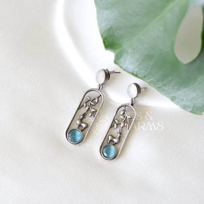 OXIDIZED MINIMAL GLOSSY DANGLER EARRINGS ( COLOURS AVAILABLE )