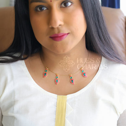 MANGO CHARMS FLOATING NECKPIECE - PINK & GREEN