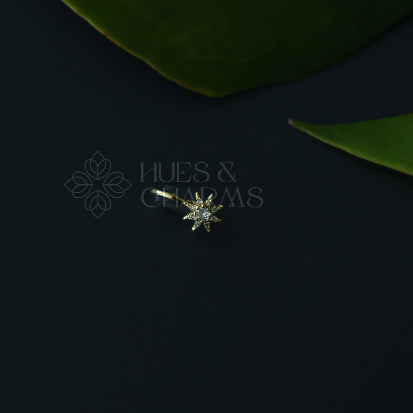 GOLDEN TARA AD STONES NOSE PIN