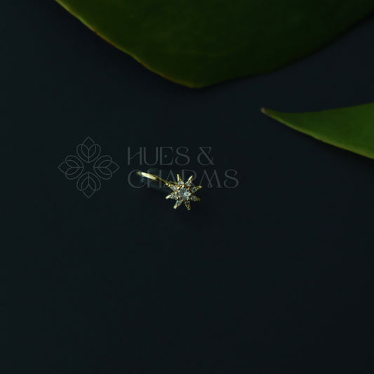GOLDEN TARA AD STONES NOSE PIN