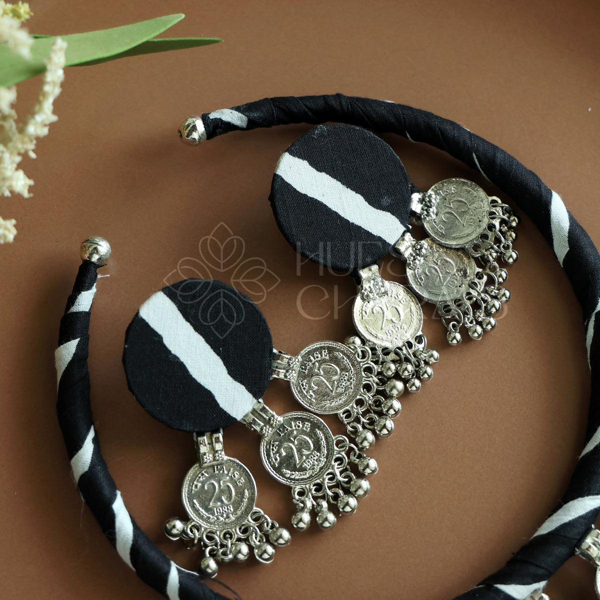 BLACK PRINTED COIN FABRIC HASLI SET