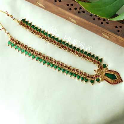 GOLDEN PALAKKA LAKSHMI HARAM SET (Colours available)