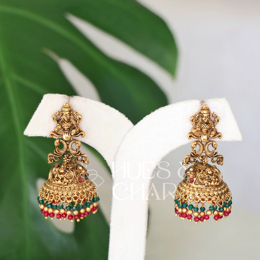 TRADITIONAL ANTQUE LAKSHMI RATNA MAYURE JHUMKA