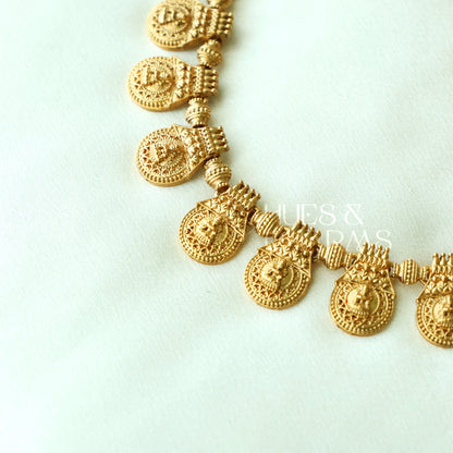 GOLDEN SOUBHAGYA LAKSHMI TEMPLE NECKLACE SET