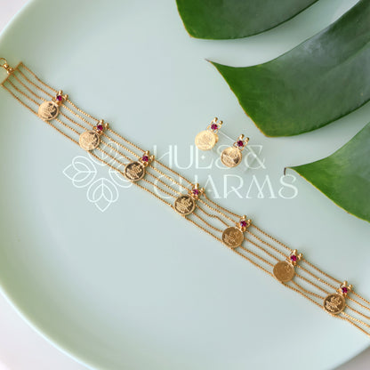TRADITIONAL KASHU LAKSHMI COIN CHOKER SET | GOLD PLATED