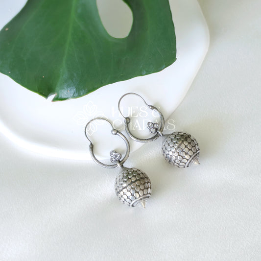 OXIDIZED BALL DROP EARINGS