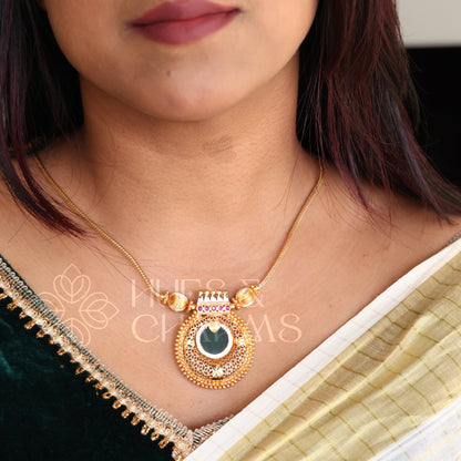 SUVARNA PALAKKA PENDANT BALL NECKLACE | GOLD PLATED
