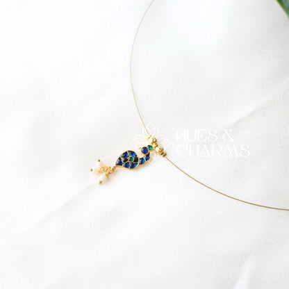 GOLDEN PEACOCK CHARM FLOATING NECKPIECE (COLOURS AVAILABLE)