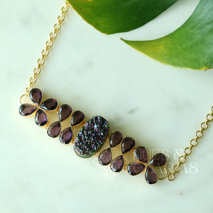 NATURAL STONE IVY DROP BOLD CHOKER (Colours available )
