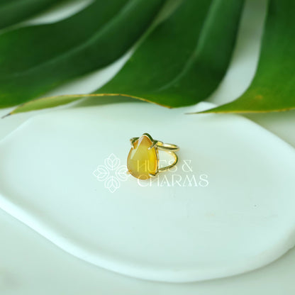 GLOSSY MIXED-CUT  ADJUSTABLE RING (Multiple shapes & colours available)