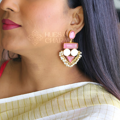 PRECIOUS STATEMENT EARRINGS WITH MOP -PINK