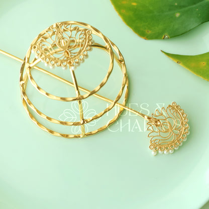 GOLDEN LOTUS HAIR BUN CAGE
