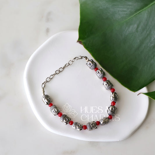 OXIDISED MOTIF AND BEADS ADJUSTABLE BRACELET (OPTIONS AVAILABLE)