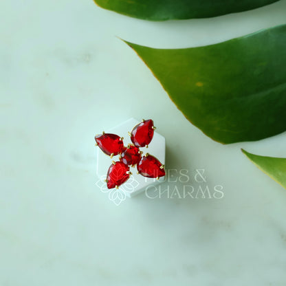 GLOSSY FLORAL STATEMENT ADJUSTABLE RING (COLOURS AVAILABLE)