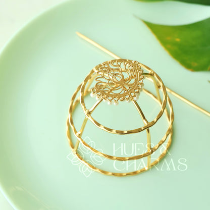 GOLDEN LOTUS HAIR BUN CAGE