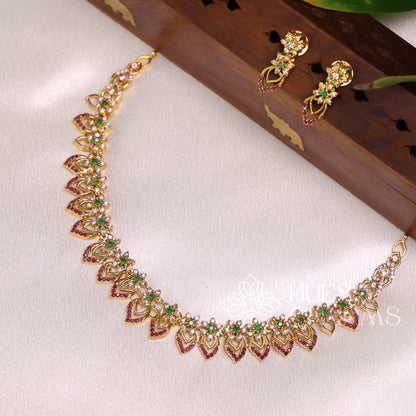 GOLDEN RUBY BLOOM NECKLACE SET