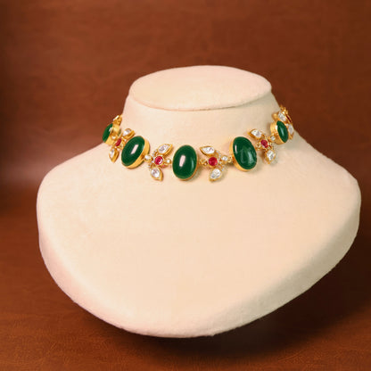 ZÉLIA NATURAL STONE CHOKER SET - GREEN ONYX