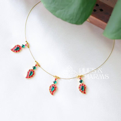 MANGO CHARMS FLOATING NECKPIECE - PINK & GREEN