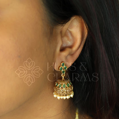 GOLDEN SIMPLE RATNA NECKLACE SET (Colours available)