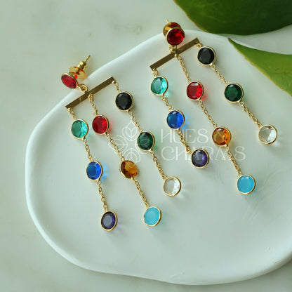 GLOSSY 3 LAYER MULTICOLOUR STATEMENT EARRING (COLOURS AVAILABLE)