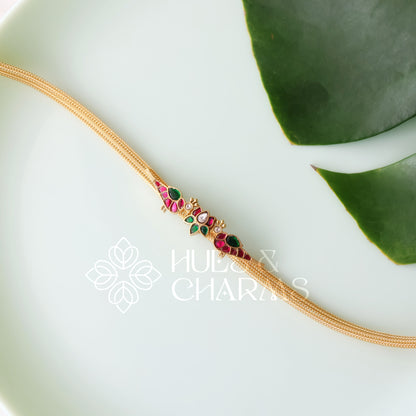 GOLDEN LOTUS & PARROT JADAU CHOKER SET | PREMIUM JEWELLERY