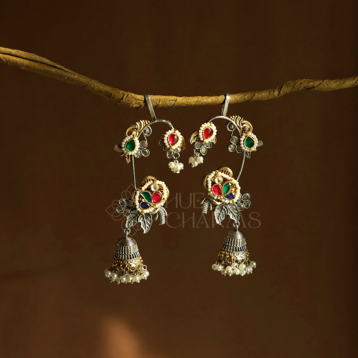 PHULWARI DUAL TONE EAR CUFF JHUMKAS