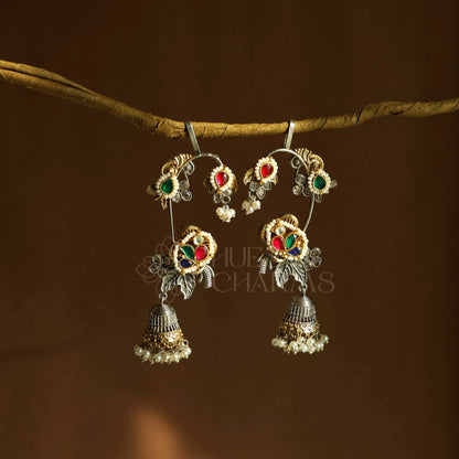 PHULWARI DUAL TONE EAR CUFF JHUMKAS