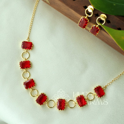 GLOSSY RECTANGLE LUMINA NECKLACE SET (COLOURS AVAILABLE)