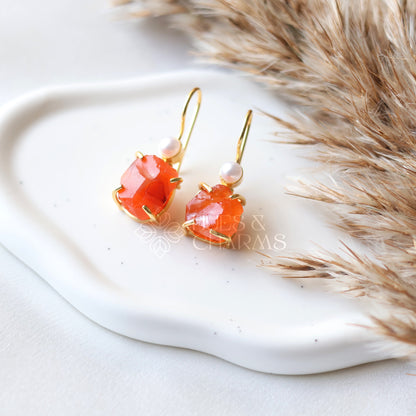 RAW STONE DROP WITH PEARL (COLOURS AVAILABLE )