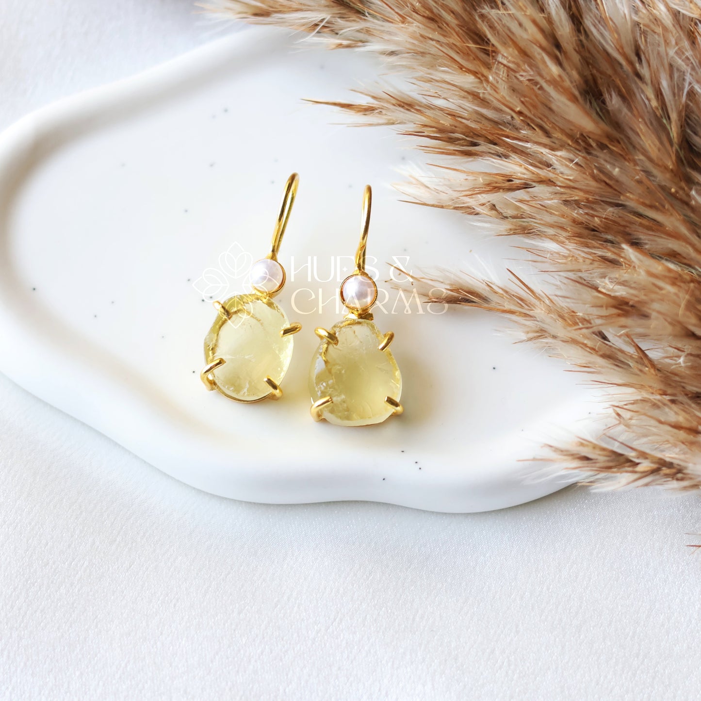 RAW STONE DROP WITH PEARL (COLOURS AVAILABLE )