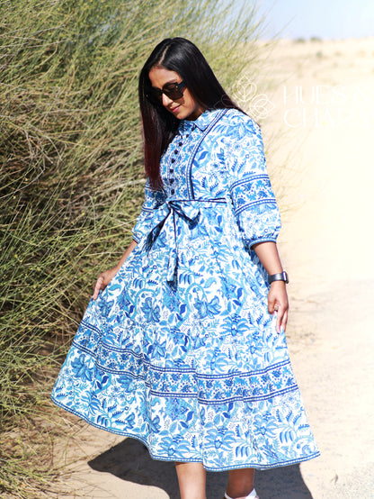 BLUE PAISLEY DRESS