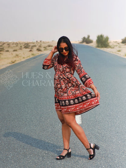 MAHOGANY FLORAL PRINTED TUNIC