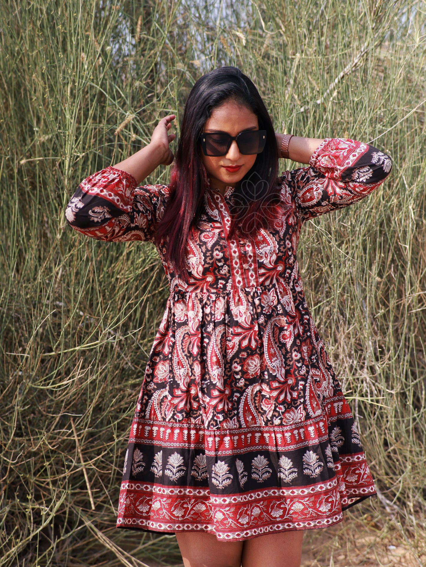 MAHOGANY FLORAL PRINTED TUNIC