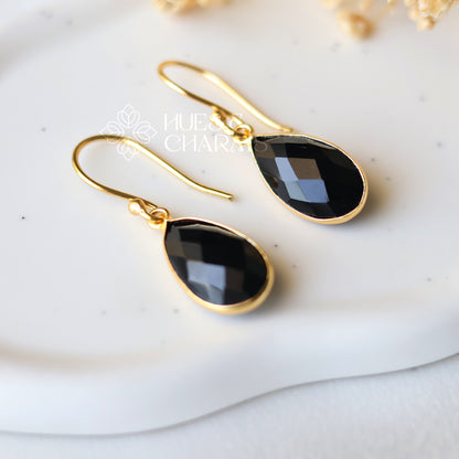 GOLDEN RAIN DROP EARRINGS- BLACK