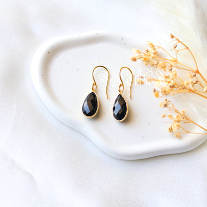 GOLDEN RAIN DROP EARRINGS- BLACK