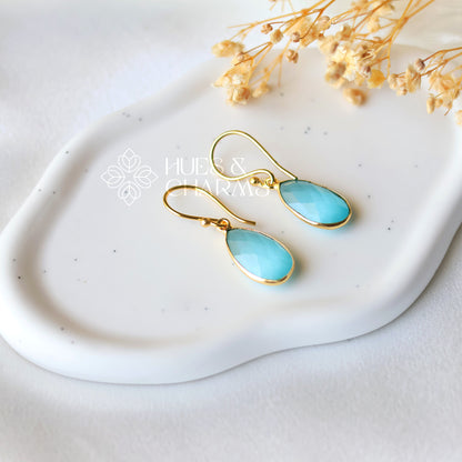 GOLDEN RAIN DROP EARRINGS- AQUA