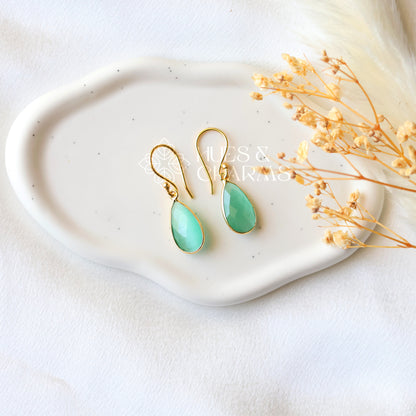 GOLDEN RAIN DROP EARRINGS- OCEAN GREEN