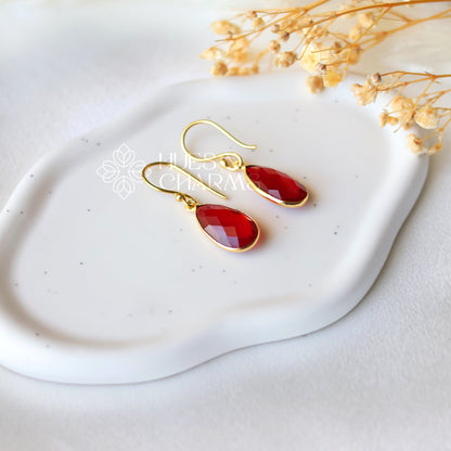 GOLDEN RAIN DROP EARRINGS - RED