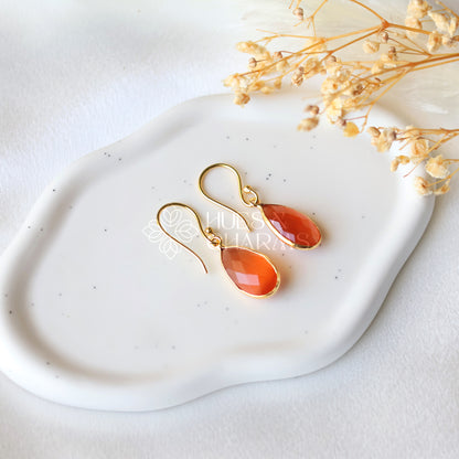 GOLDEN RAIN DROP EARRINGS - CORAL