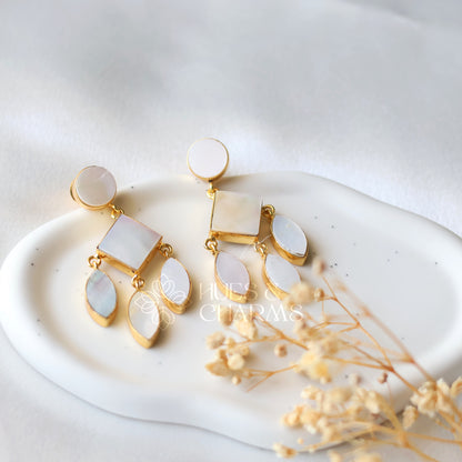 MOP TRI SHAPE STATEMENT EARRINGS