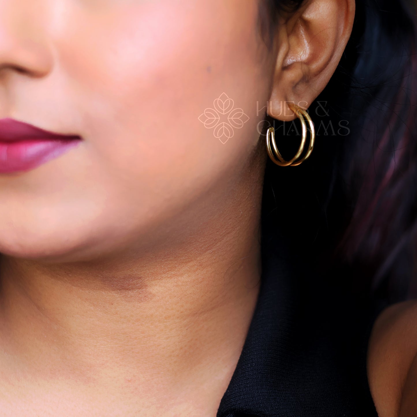 GOLDEN DOUBLE LAYER HOOP EARRINGS