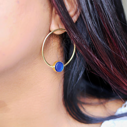 ROUND HOOP EARRINGS - BLUE